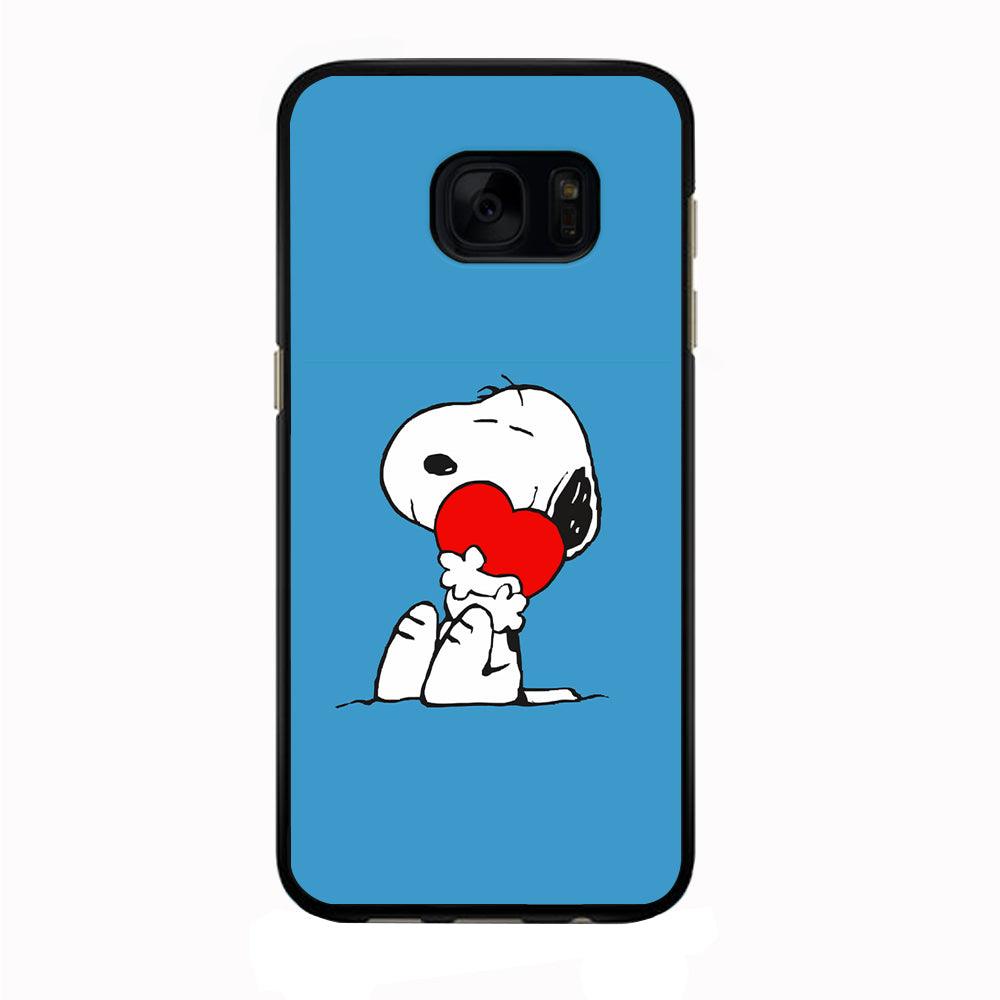 Snoopy Falling in Love Samsung Galaxy S7 Edge Case-Rubber / Black (2D Case)-Xtracase