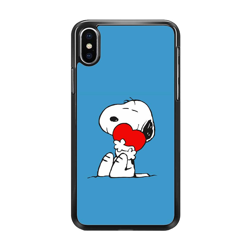 Snoopy Falling in Love iPhone Xs Max Case-Rubber / Black (2D Case)-Xtracase