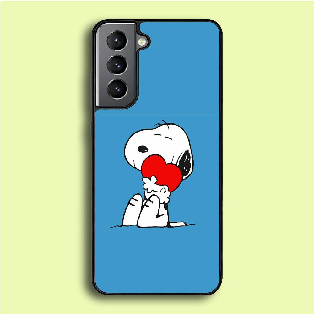 Snoopy Falling in Love Samsung Galaxy S21 Plus Case-Rubber / White (2D Case)-Xtracase