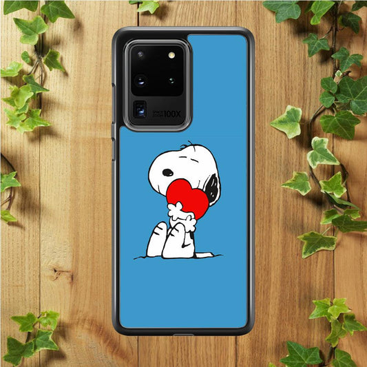 Snoopy Falling in Love Samsung Galaxy S20 Ultra Case-Rubber / White (2D Case)-Xtracase