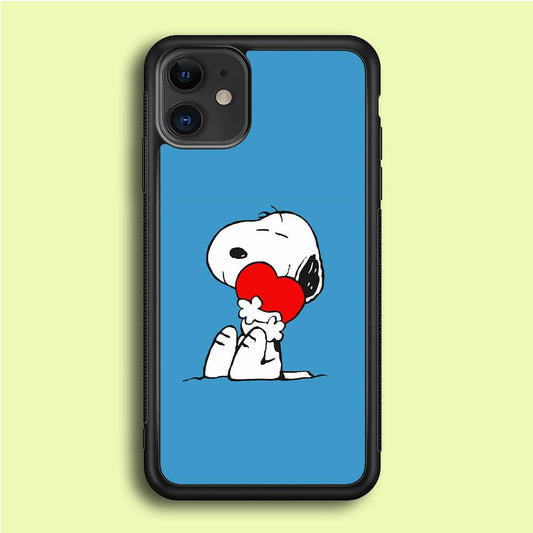 Snoopy Falling in Love iPhone 12 Case-Rubber / Black (2D Case)-Xtracase