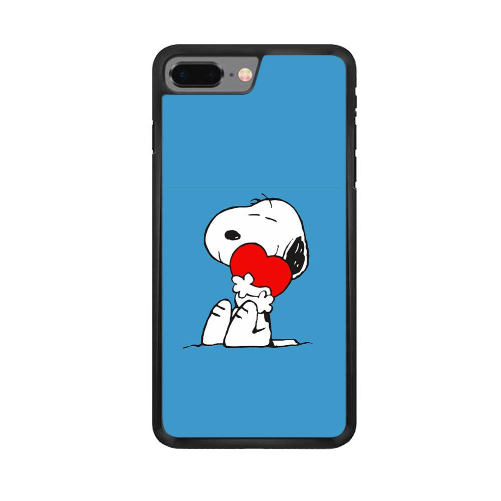 Snoopy Falling in Love iPhone 7 Plus Case-Rubber / Black (2D Case)-Xtracase