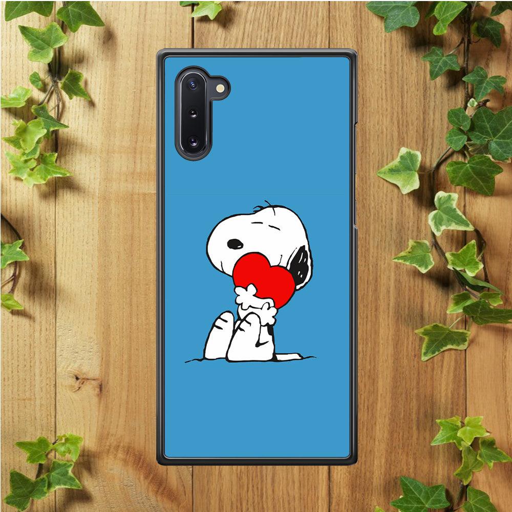 Snoopy Falling in Love Samsung Galaxy Note 10 Case-Rubber / White (2D Case)-Xtracase