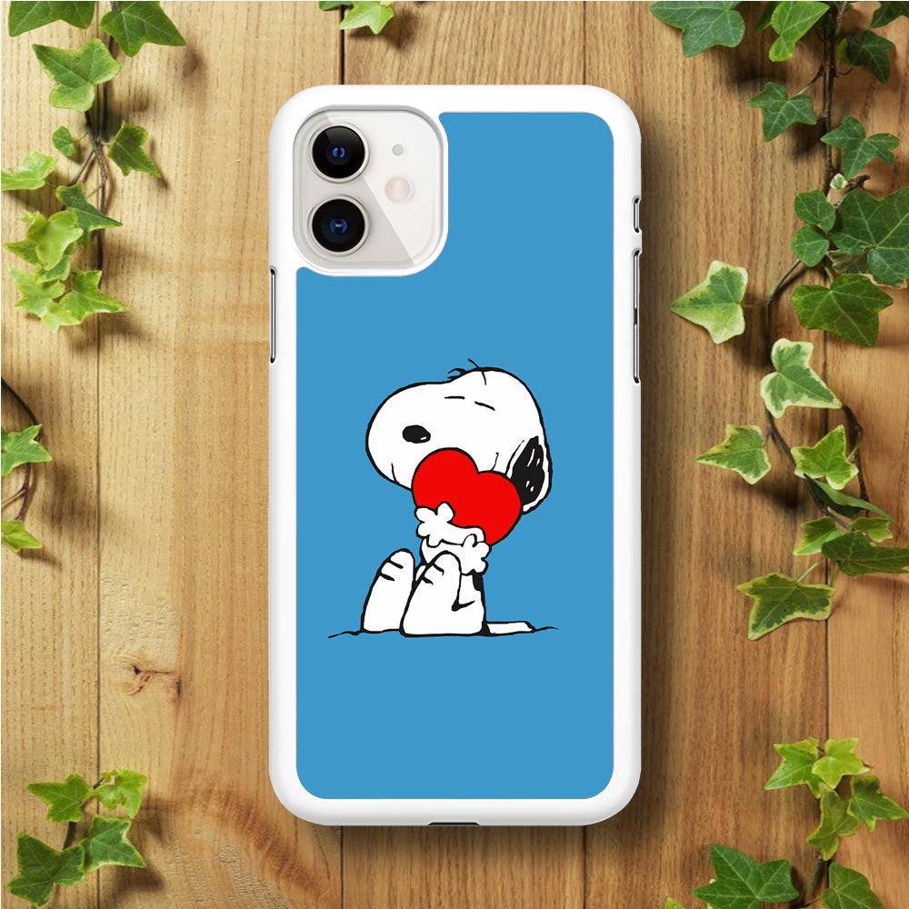 Snoopy Falling in Love iPhone 11 Case-Rubber / White (2D Case)-Xtracase