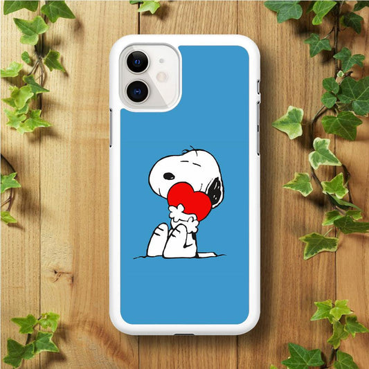 Snoopy Falling in Love iPhone 11 Case-Rubber / White (2D Case)-Xtracase