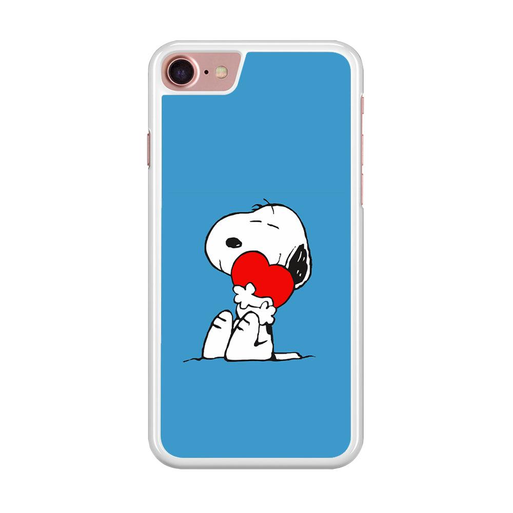 Snoopy Falling in Love iPhone 8 Case-Rubber / White (2D Case)-Xtracase