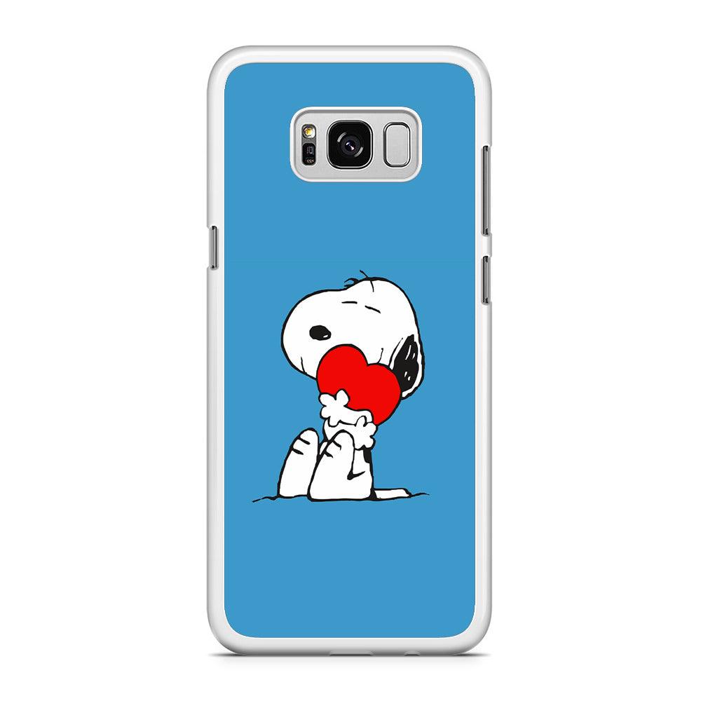Snoopy Falling in Love Samsung Galaxy S8 Case-Rubber / White (2D Case)-Xtracase