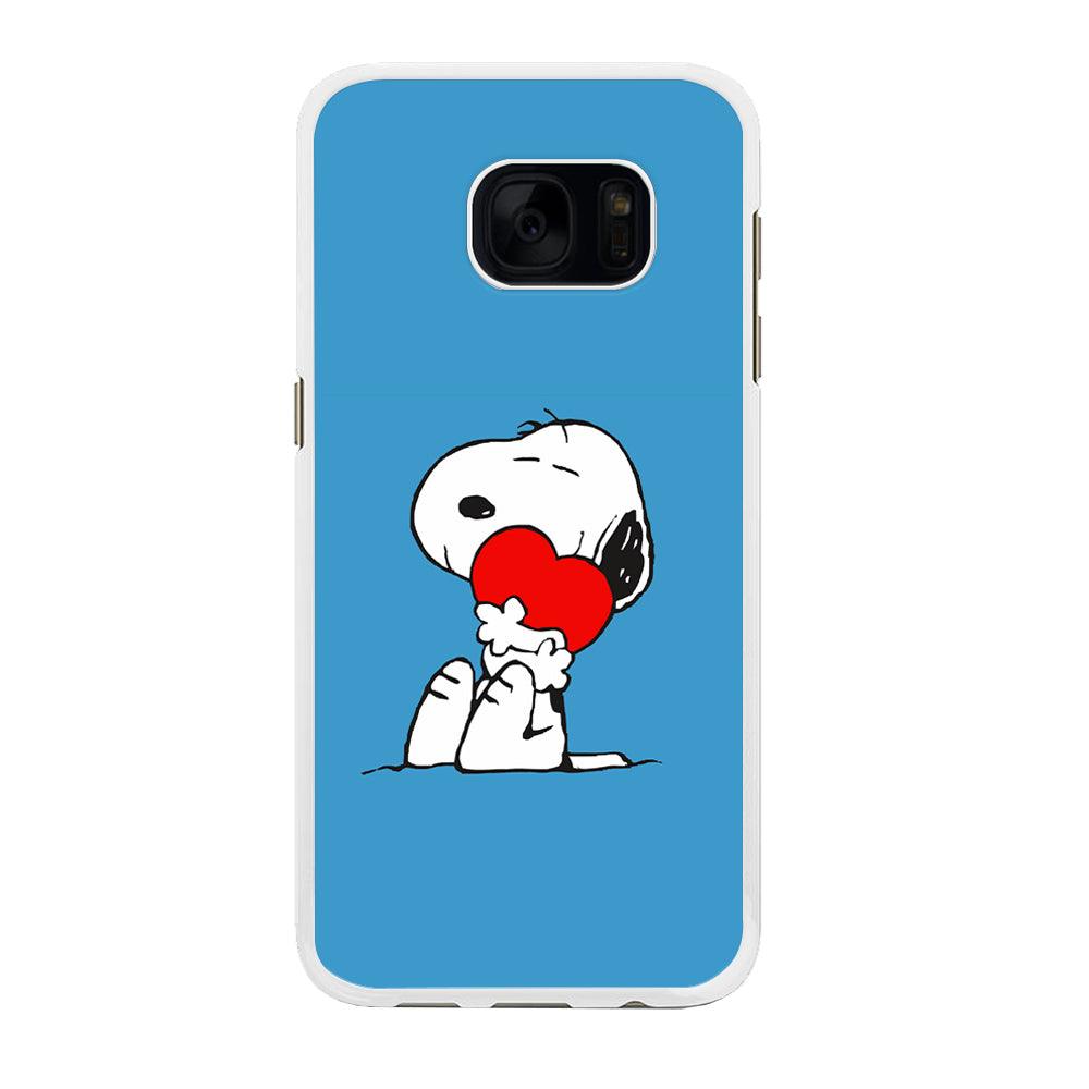Snoopy Falling in Love Samsung Galaxy S7 Edge Case-Rubber / White (2D Case)-Xtracase