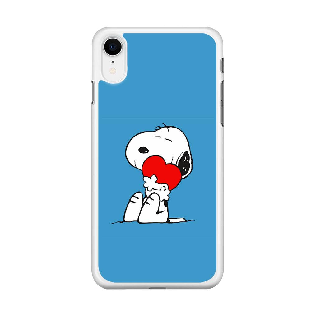Snoopy Falling in Love iPhone XR Case-Rubber / White (2D Case)-Xtracase