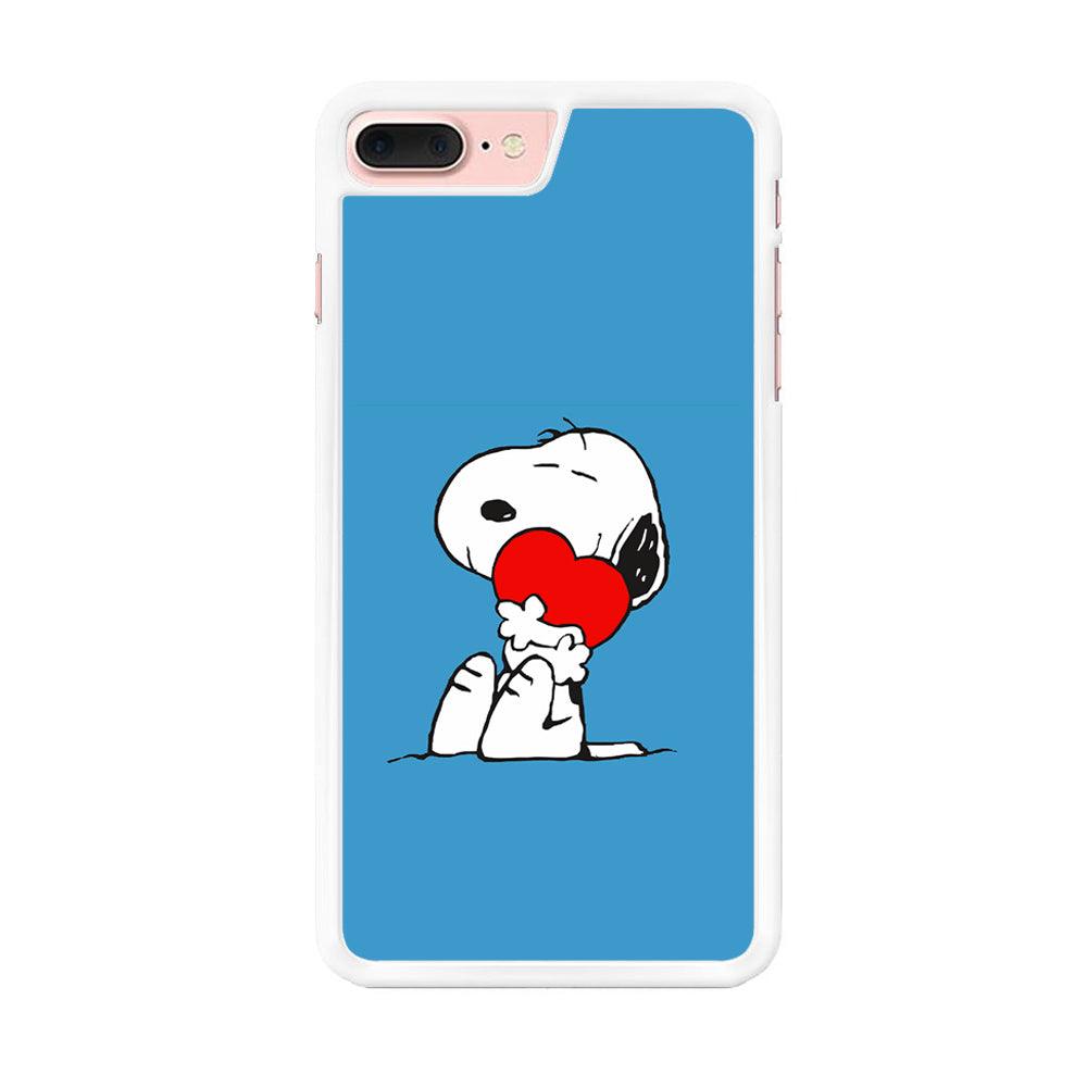 Snoopy Falling in Love iPhone 8 Plus Case-Rubber / White (2D Case)-Xtracase
