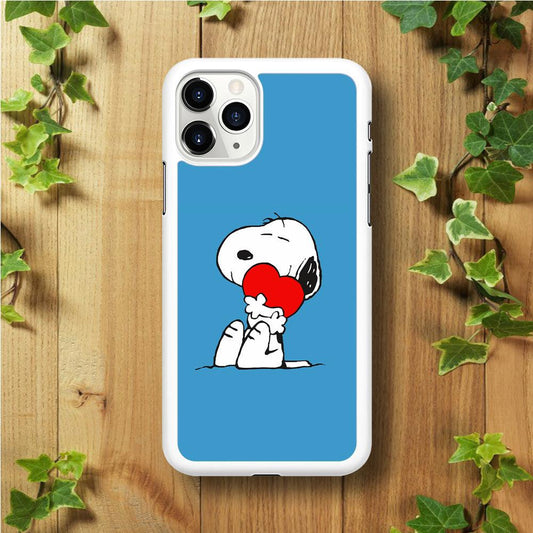 Snoopy Falling in Love iPhone 11 Pro Max Case-Rubber / White (2D Case)-Xtracase