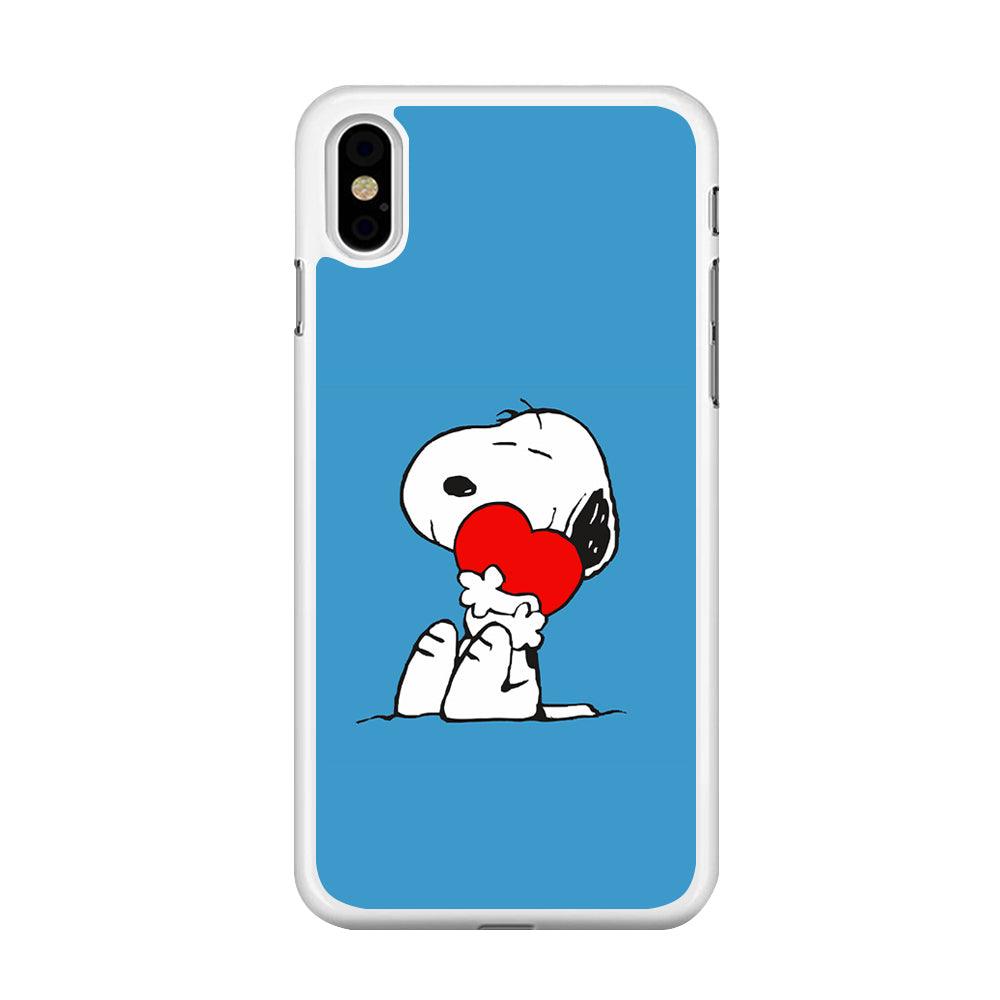 Snoopy Falling in Love iPhone Xs Case-Rubber / White (2D Case)-Xtracase
