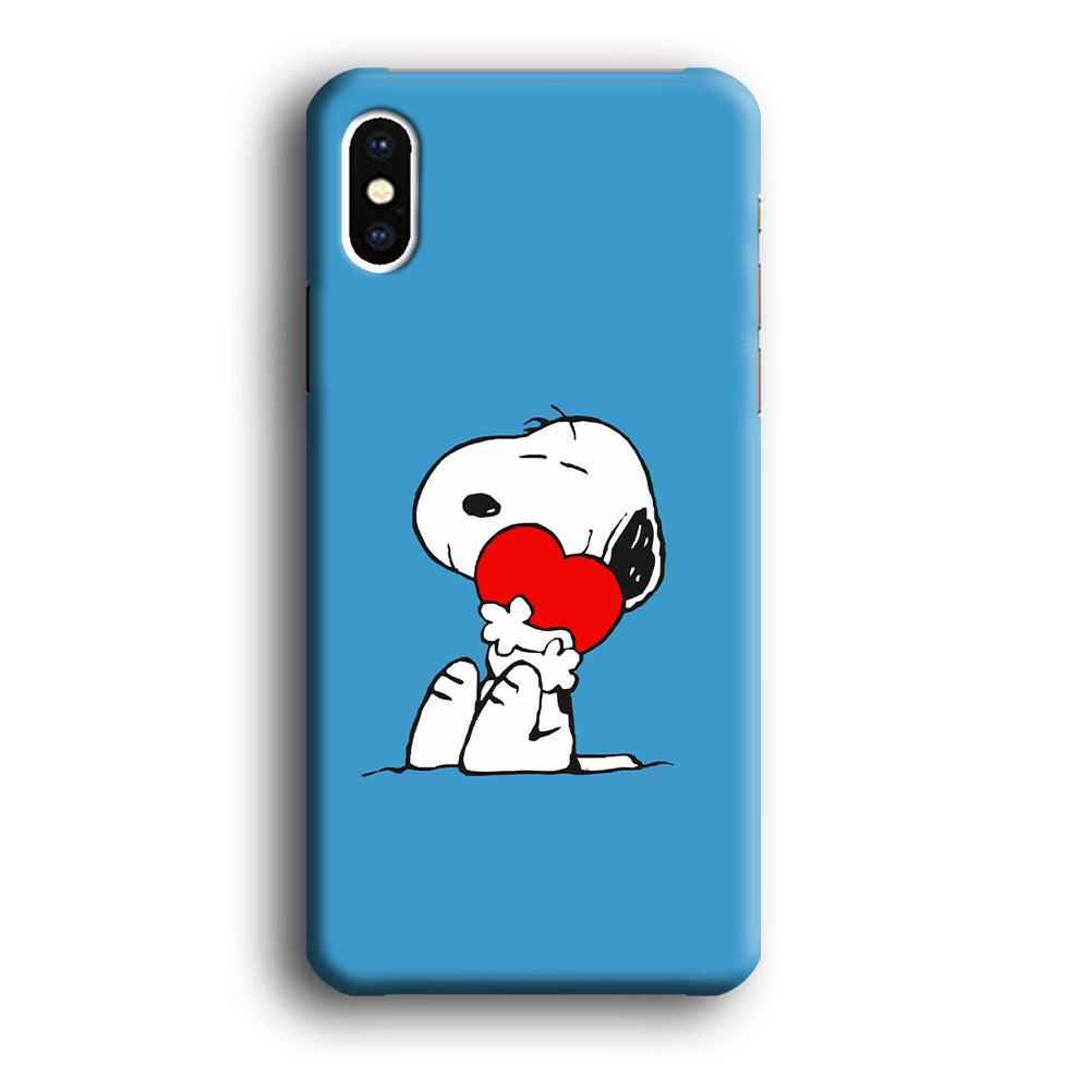 Snoopy Falling in Love iPhone Xs Case-Plastic / Full Wrap (3D Case)-Xtracase