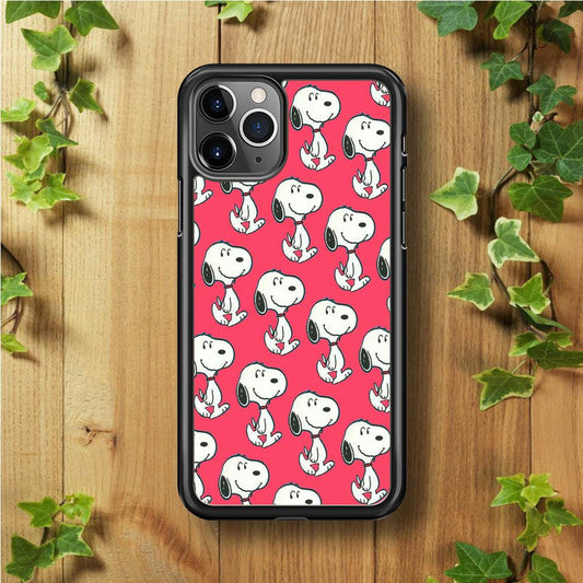 Snoopy Pattern Red iPhone 11 Pro Case-Rubber / Black (2D Case)-Xtracase