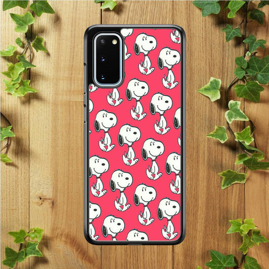Snoopy Pattern Red Samsung Galaxy S20 Case-Plastic / Full Wrap (3D Case)-Xtracase