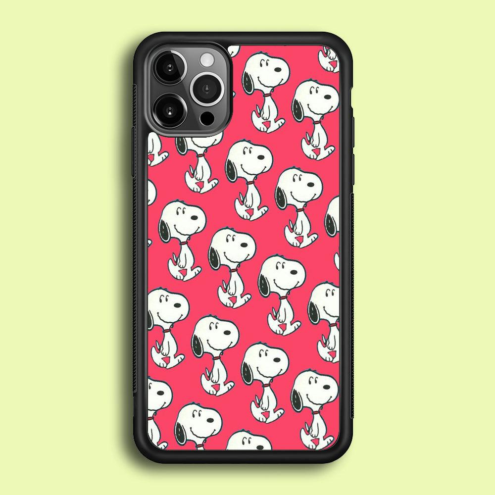 Snoopy Pattern Red iPhone 12 Pro Case-Rubber / Black (2D Case)-Xtracase