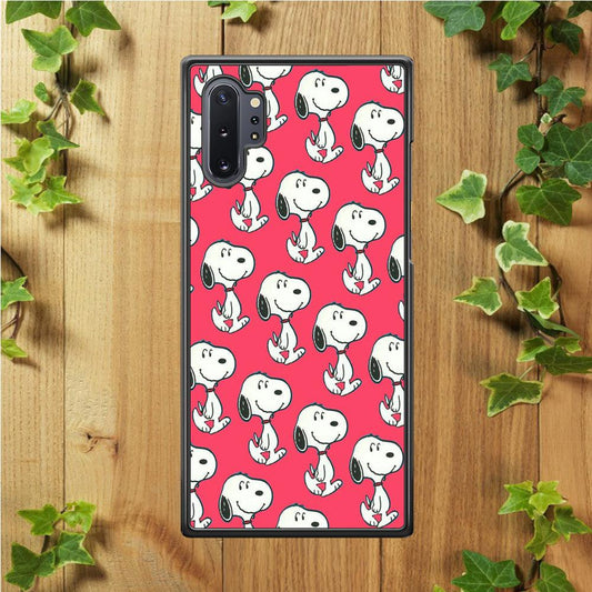 Snoopy Pattern Red Samsung Galaxy Note 10 Plus Case-Rubber / Black (2D Case)-Xtracase