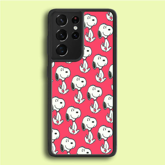Snoopy Pattern Red Samsung Galaxy S21 Ultra Case-Plastic / Full Wrap (3D Case)-Xtracase