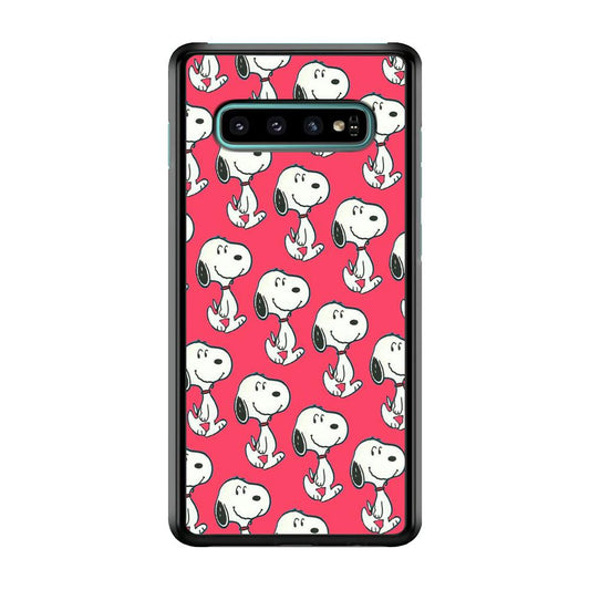 Snoopy Pattern Red Samsung Galaxy S10 Case-Plastic / Full Wrap (3D Case)-Xtracase