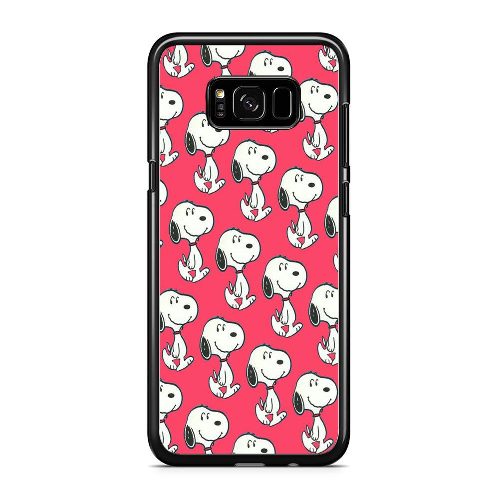 Snoopy Pattern Red Samsung Galaxy S8 Case-Rubber / Black (2D Case)-Xtracase
