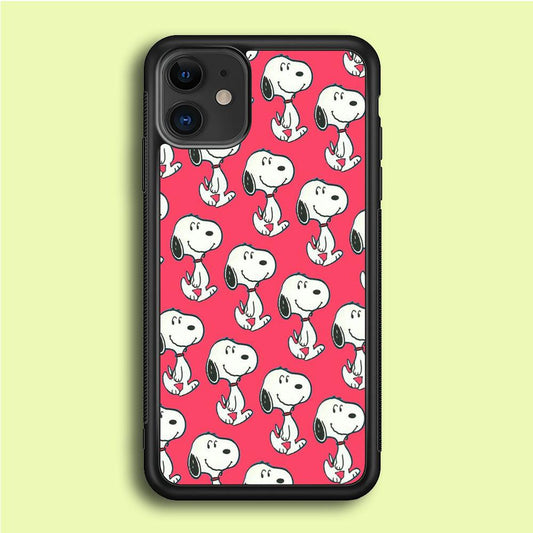 Snoopy Pattern Red iPhone 12 Mini Case-Rubber / Black (2D Case)-Xtracase