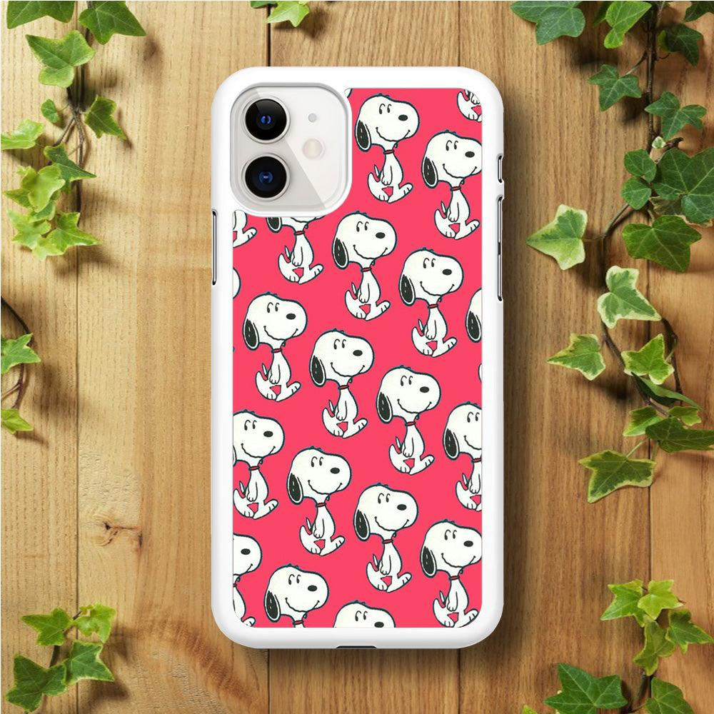 Snoopy Pattern Red iPhone 11 Case-Rubber / White (2D Case)-Xtracase