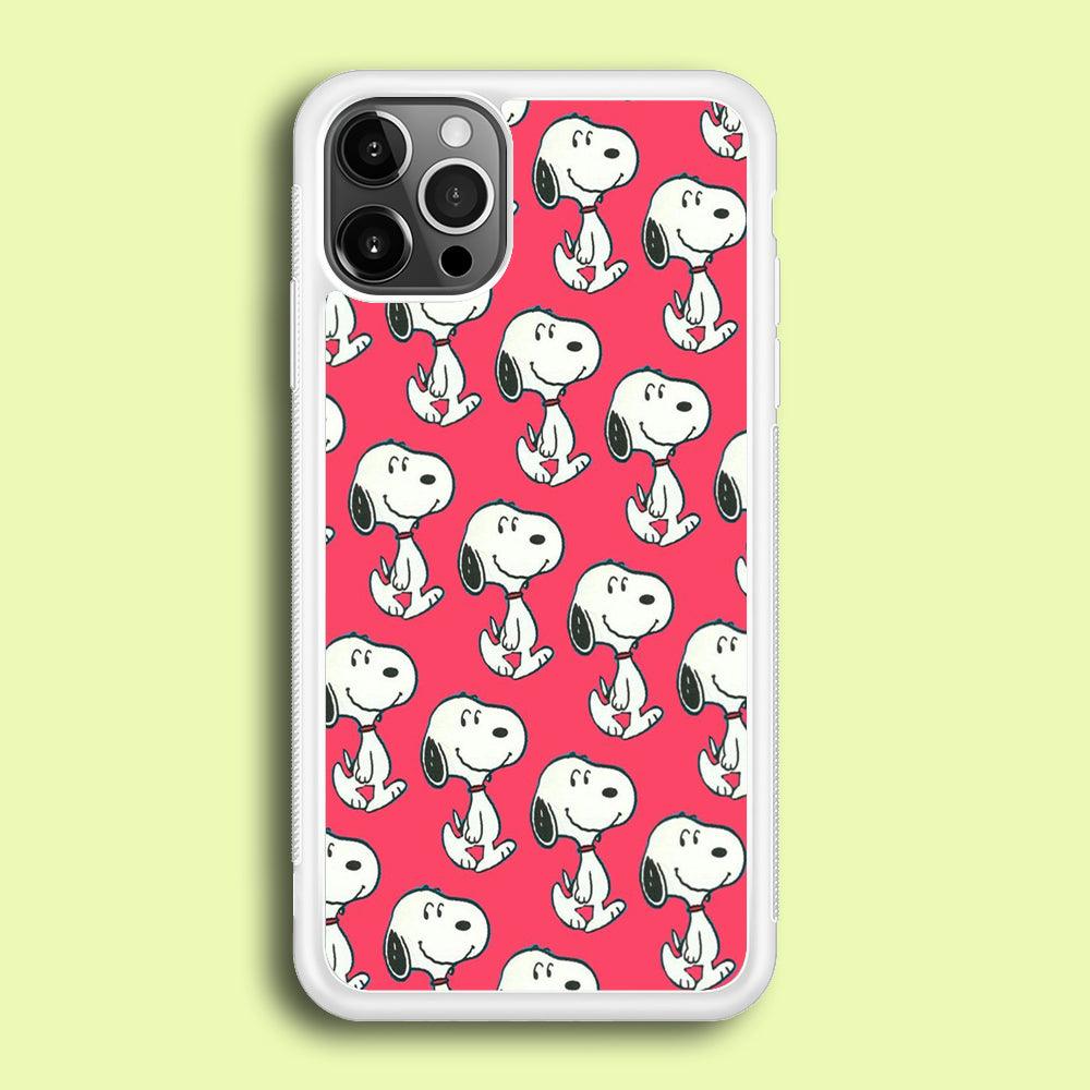 Snoopy Pattern Red iPhone 12 Pro Case-Rubber / White (2D Case)-Xtracase
