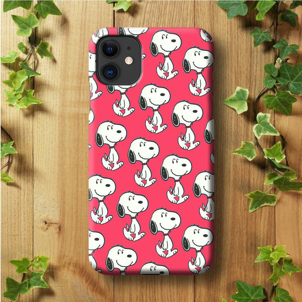 Snoopy Pattern Red iPhone 11 Case-Plastic / Full Wrap (3D Case)-Xtracase
