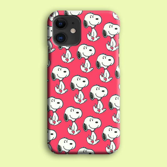 Snoopy Pattern Red iPhone 12 Case-Plastic / Full Wrap (3D Case)-Xtracase