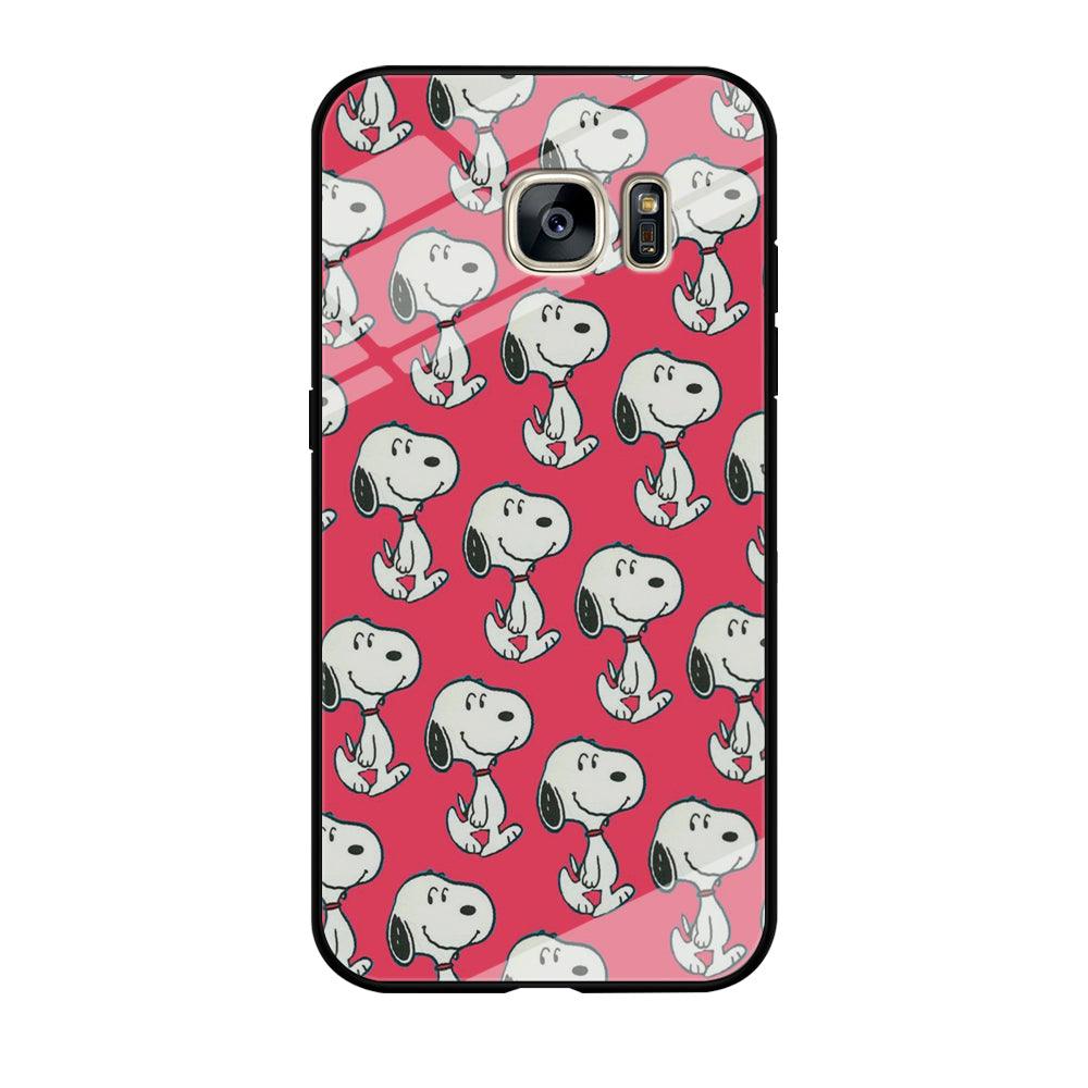 Snoopy Pattern Red Samsung Galaxy S7 Edge Case-Tempered Glass Case-Xtracase