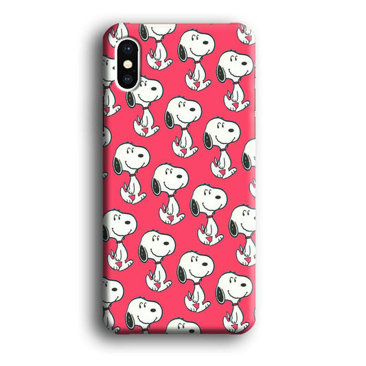 Snoopy Pattern Red iPhone X Case-Plastic / Full Wrap (3D Case)-Xtracase