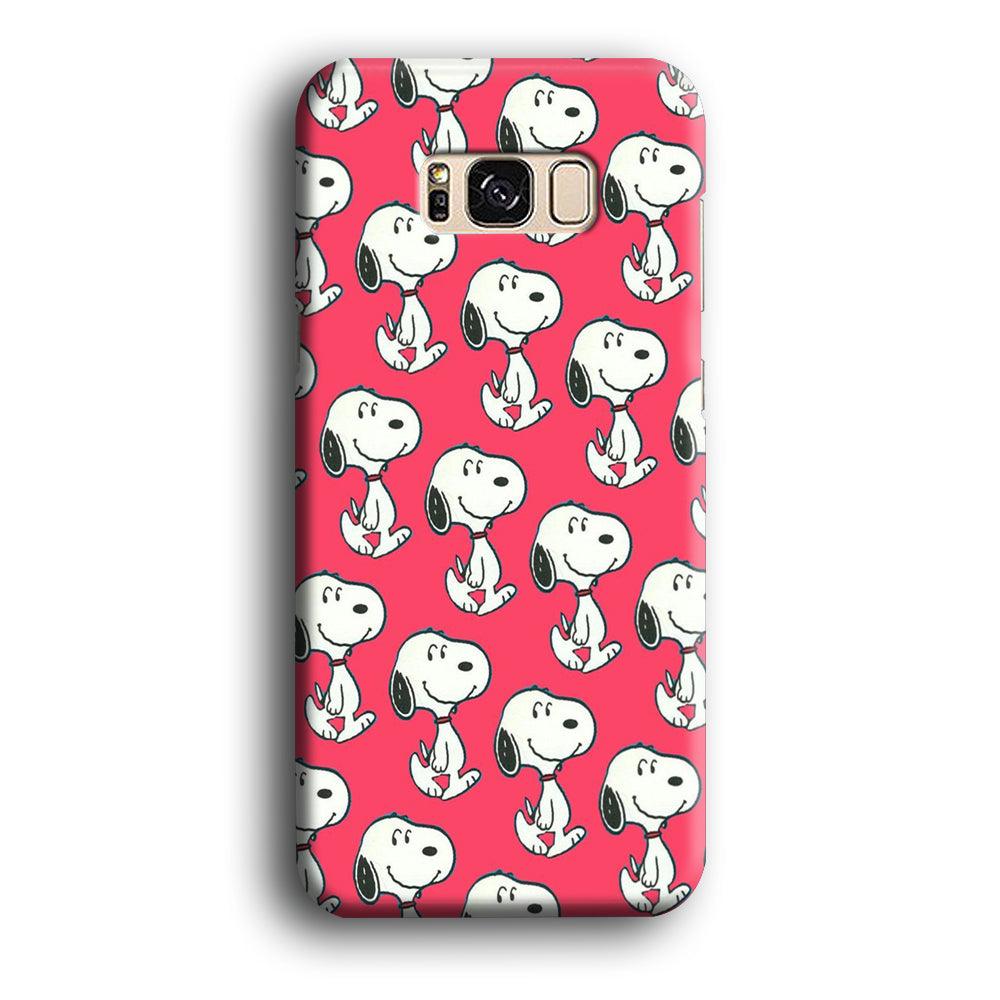 Snoopy Pattern Red Samsung Galaxy S8 Case-Plastic / Full Wrap (3D Case)-Xtracase