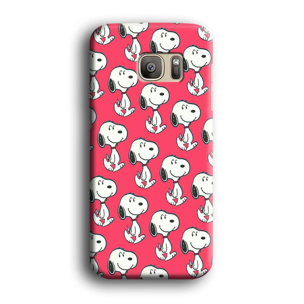 Snoopy Pattern Red Samsung Galaxy S7 Edge Case-Plastic / Full Wrap (3D Case)-Xtracase