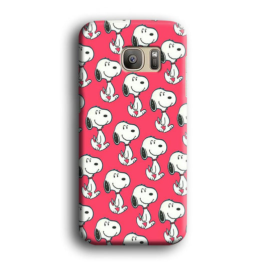 Snoopy Pattern Red Samsung Galaxy S7 Edge Case-Plastic / Full Wrap (3D Case)-Xtracase