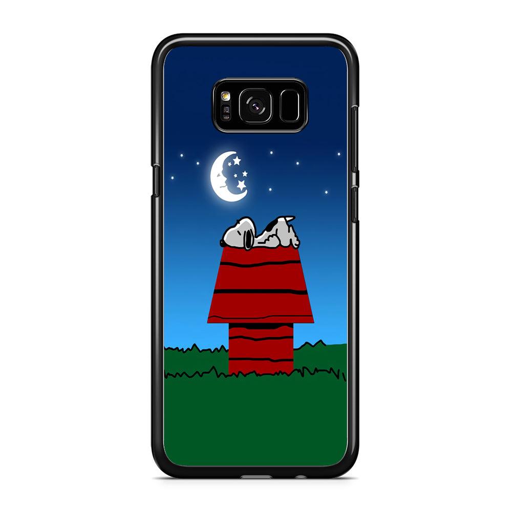 Snoopy Sleeps at Night Samsung Galaxy S8 Case-Rubber / Black (2D Case)-Xtracase