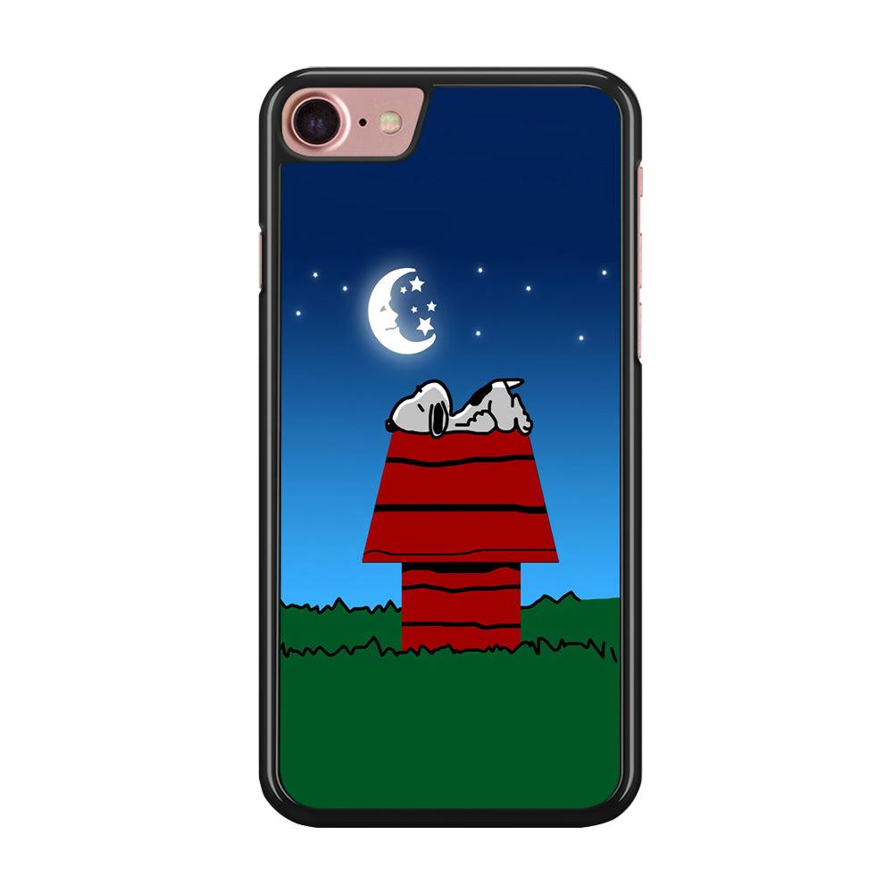 Snoopy Sleeps at Night iPhone SE 2020 Case-Rubber / Black (2D Case)-Xtracase