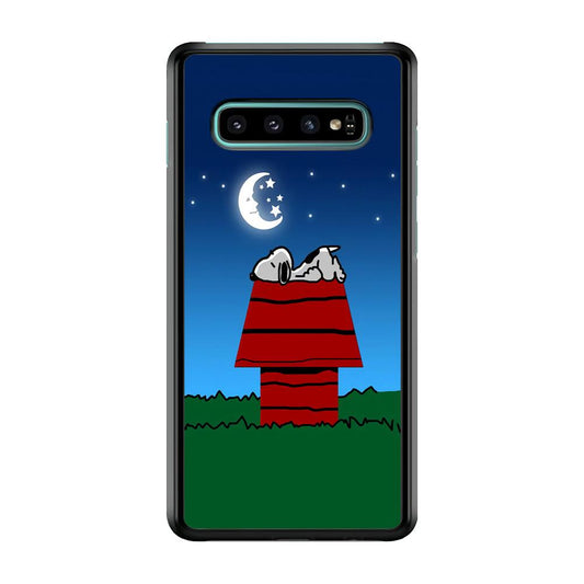 Snoopy Sleeps at Night Samsung Galaxy S10 Case-Plastic / Full Wrap (3D Case)-Xtracase