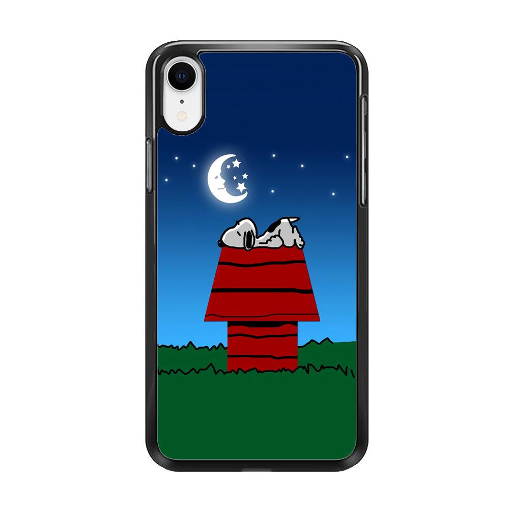 Snoopy Sleeps at Night iPhone XR Case-Rubber / Black (2D Case)-Xtracase
