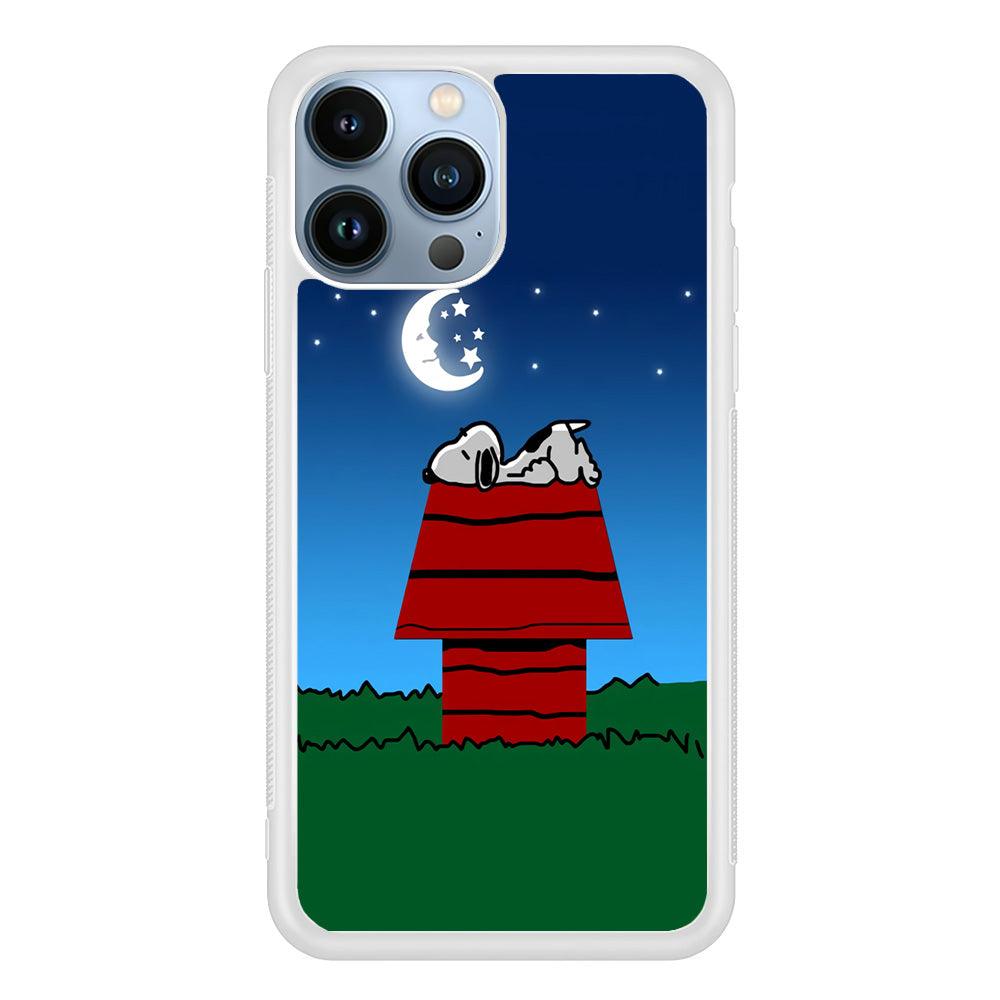 Snoopy Sleeps at Night iPhone 13 Pro Case-Rubber / White (2D Case)-Xtracase