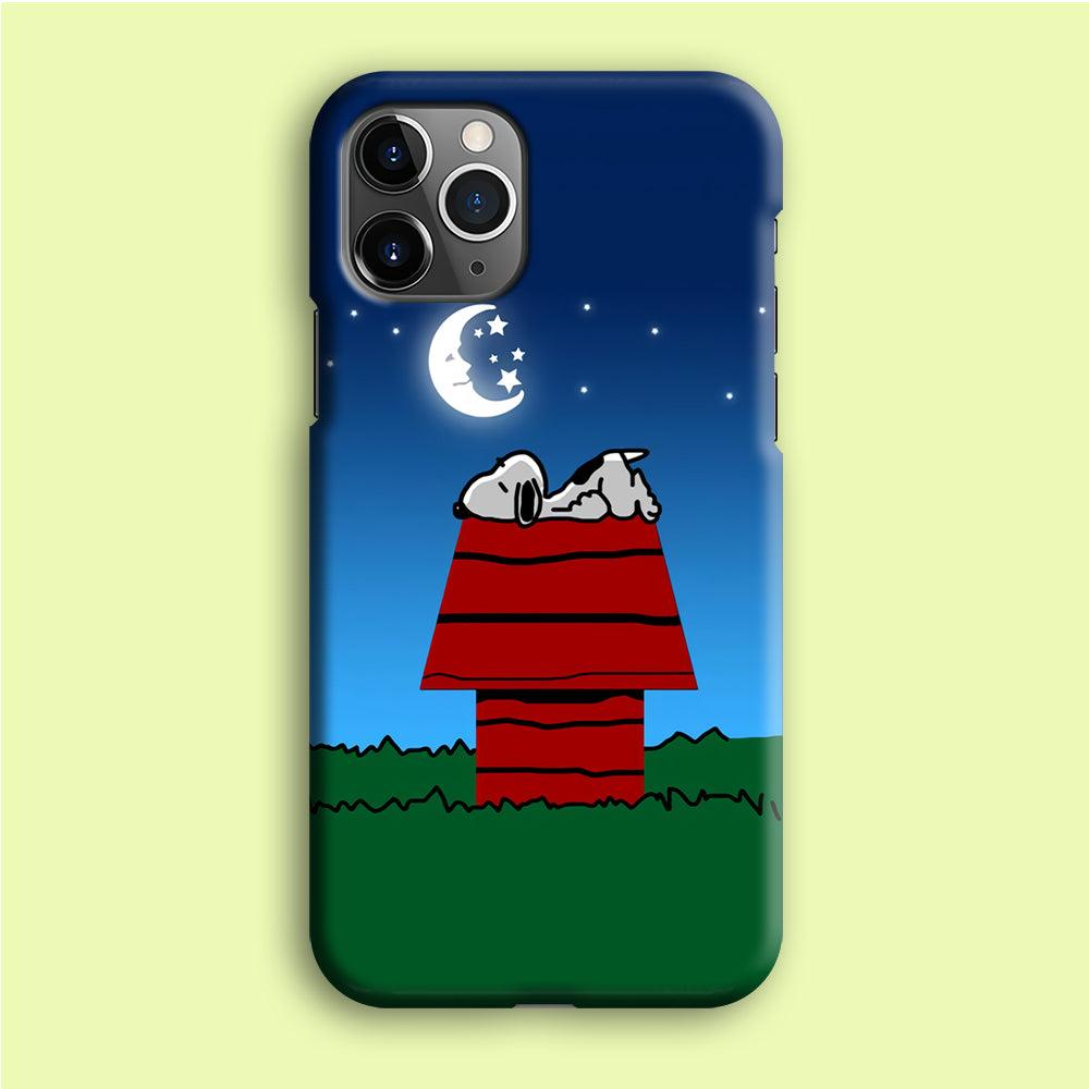 Snoopy Sleeps at Night iPhone 12 Pro Case-Plastic / Full Wrap (3D Case)-Xtracase