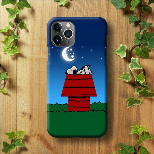 Snoopy Sleeps at Night iPhone 11 Pro Case-Plastic / Full Wrap (3D Case)-Xtracase