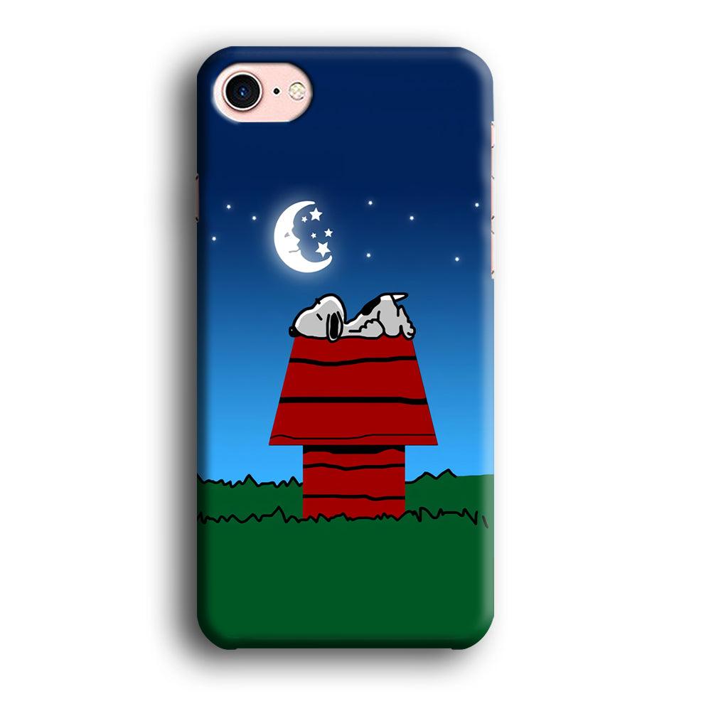 Snoopy Sleeps at Night iPhone SE 2020 Case-Plastic / Full Wrap (3D Case)-Xtracase