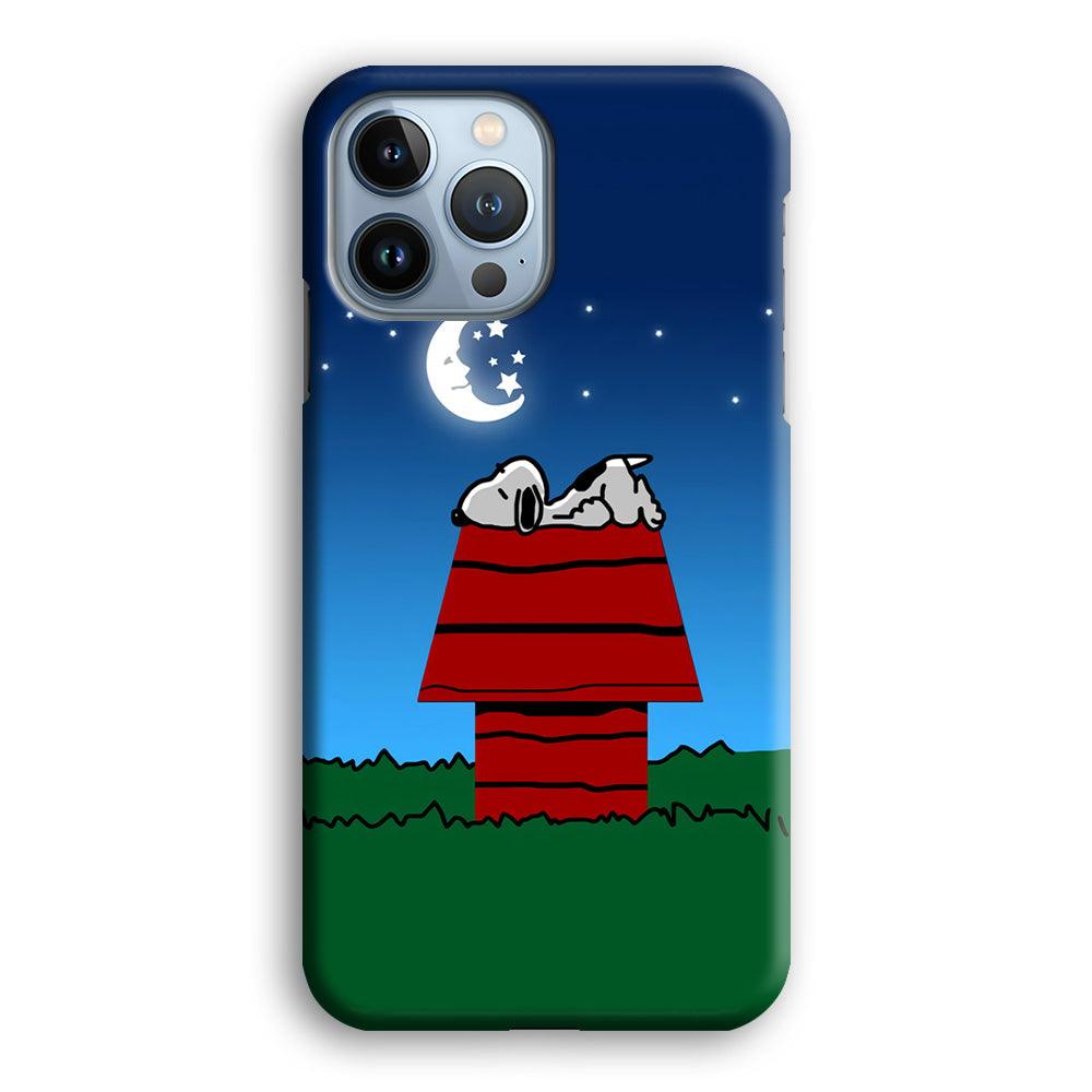 Snoopy Sleeps at Night iPhone 13 Pro Case-Plastic / Full Wrap (3D Case)-Xtracase