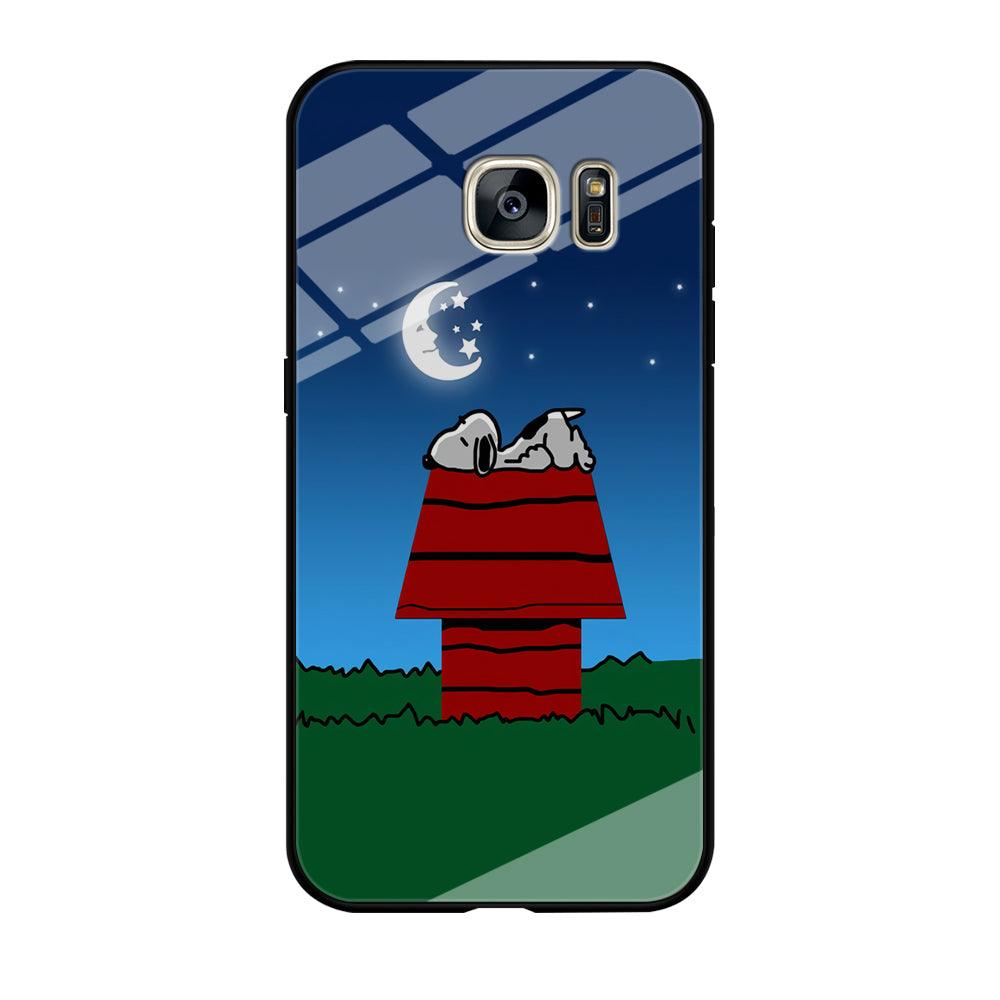 Snoopy Sleeps at Night Samsung Galaxy S7 Edge Case-Tempered Glass Case-Xtracase