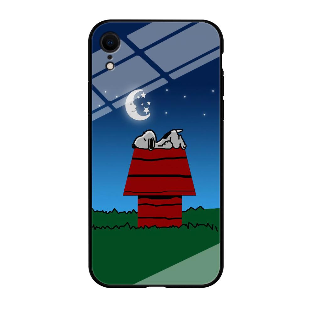 Snoopy Sleeps at Night iPhone XR Case-Tempered Glass Case-Xtracase