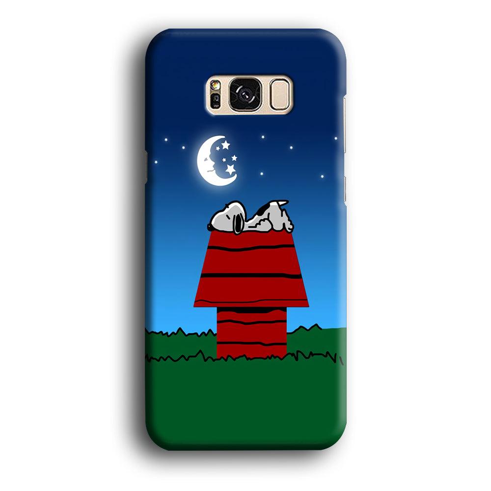 Snoopy Sleeps at Night Samsung Galaxy S8 Case-Plastic / Full Wrap (3D Case)-Xtracase