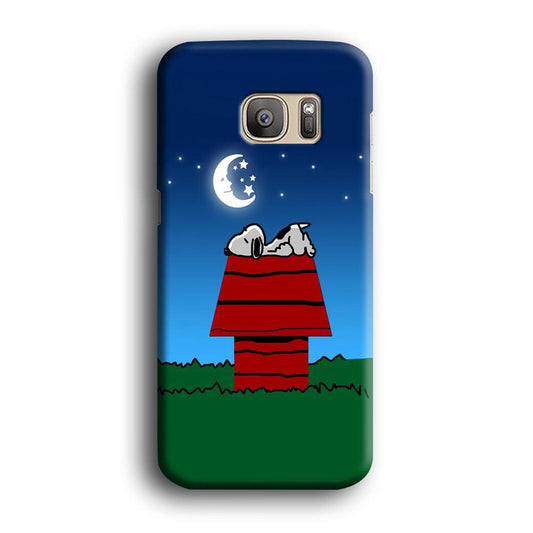 Snoopy Sleeps at Night Samsung Galaxy S7 Edge Case-Plastic / Full Wrap (3D Case)-Xtracase