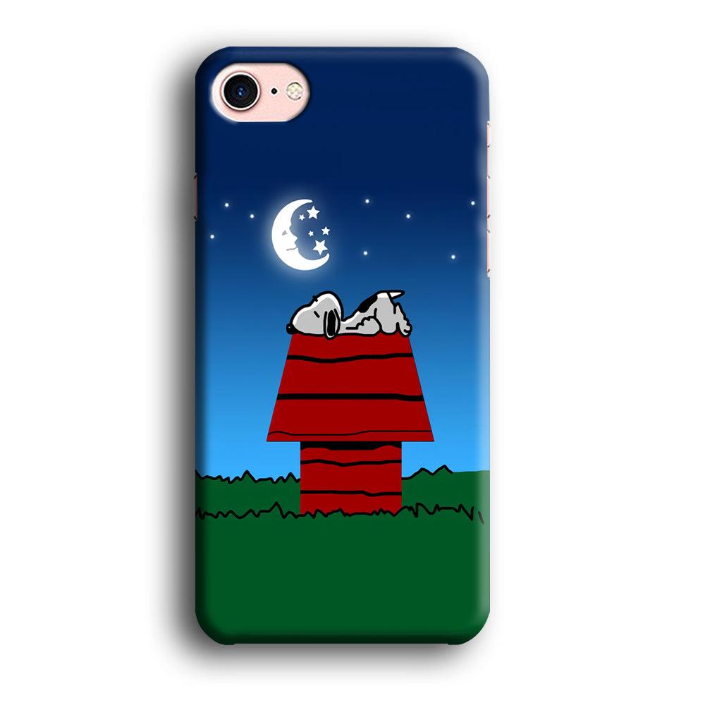 Snoopy Sleeps at Night iPhone 7 Case-Plastic / Full Wrap (3D Case)-Xtracase