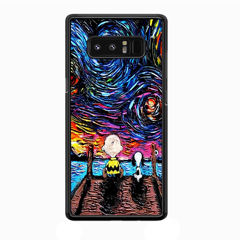 Snoopy Van Gogh's Starry Night Samsung Galaxy Note 8 Case-Rubber / Black (2D Case)-Xtracase