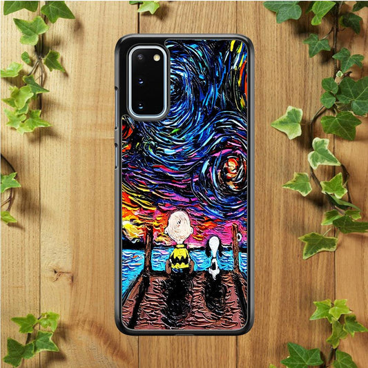 Snoopy Van Gogh's Starry Night Samsung Galaxy S20 Case-Rubber / White (2D Case)-Xtracase